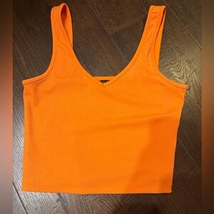 Orange Ribbed Tank Top
